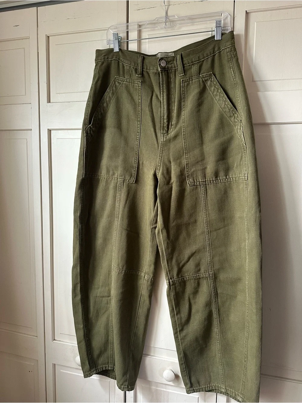 Universal Thread Olive Green Utility High-Waist Barrel Pants - Picture 2 of 12